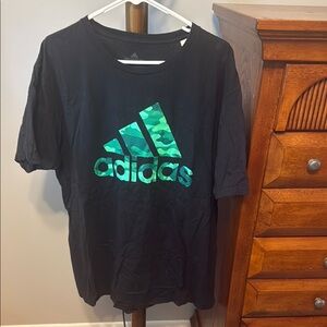 Adidas Black and Green Short Sleeve Tee